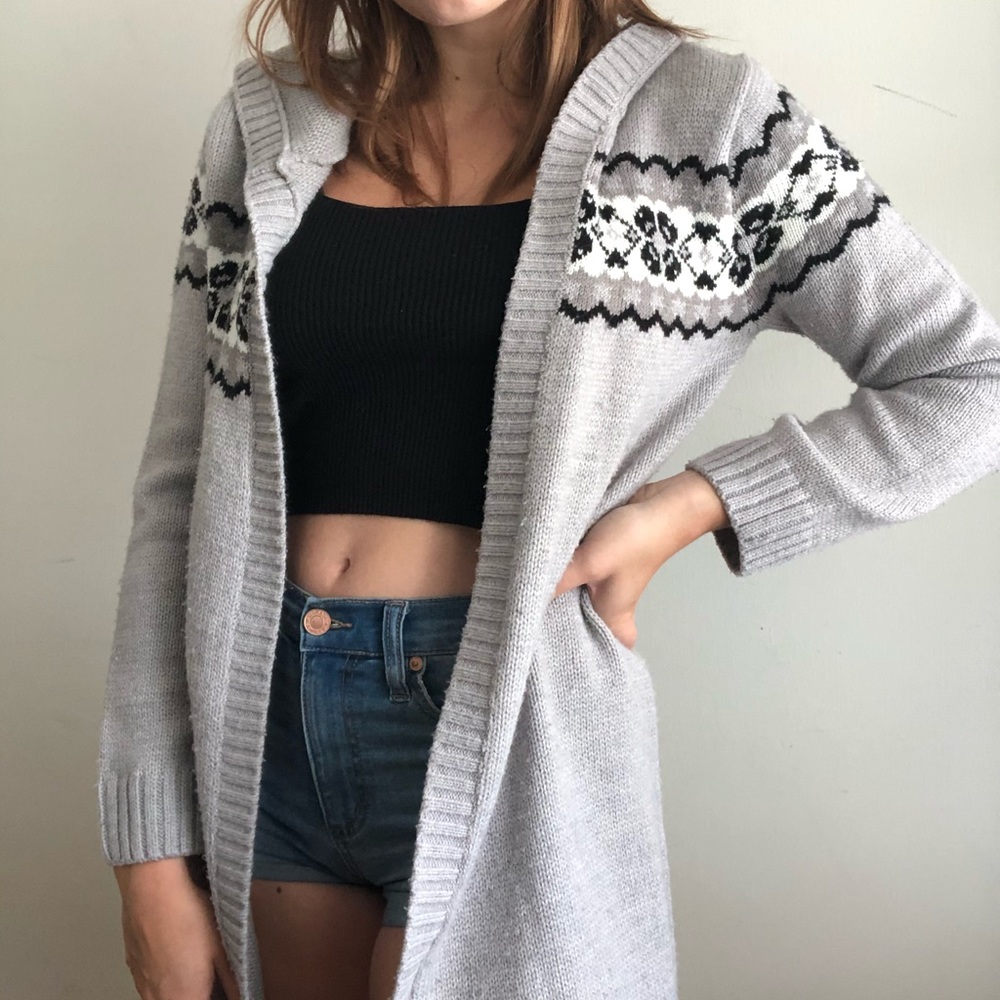 Grey Patterned Cardigan